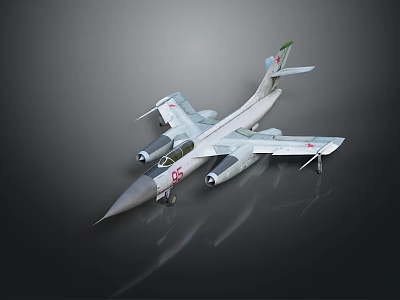 Military Fighter Aircraft With Silver Body Twin Engines Sharp Nose And Red Star Tail Fin 3d model