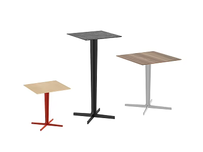 Modern Square Top Side Tables With Red Black Silver Bases And Wooden Metal Designs 3d model