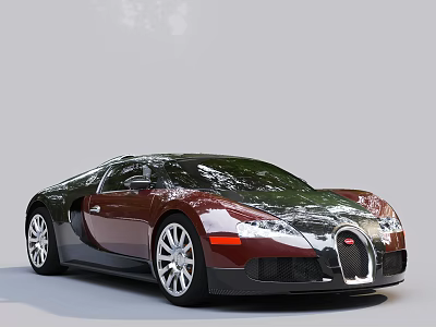 Bugatti Red And Black Sports Car With Shiny Exterior Sleek Design And Large Wheels 3d model