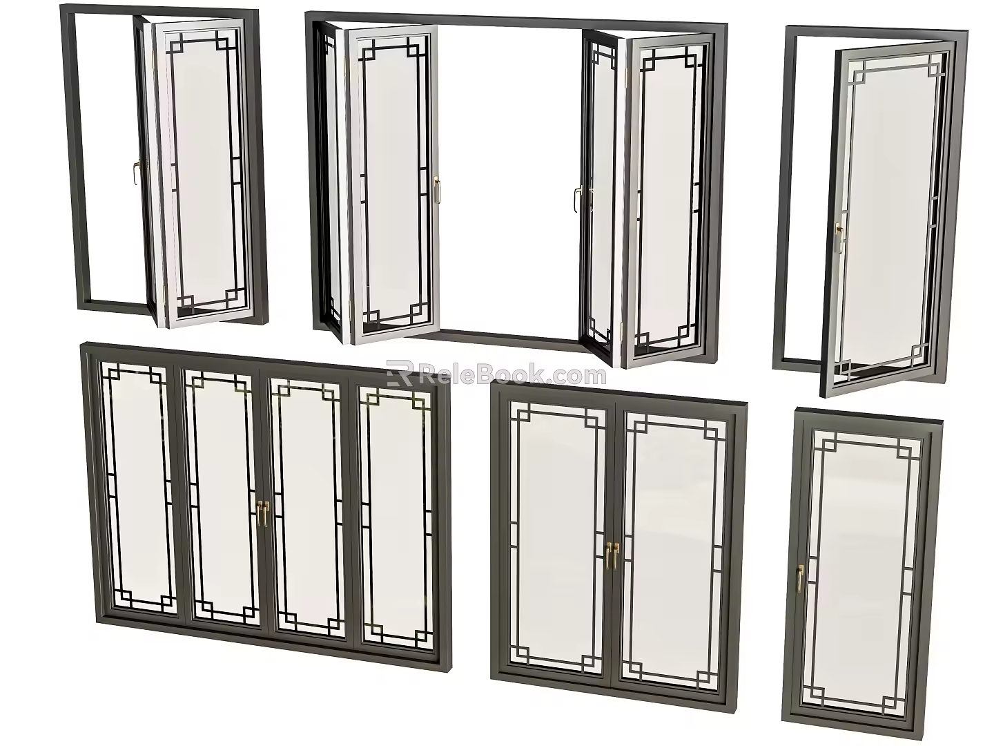 Modern new Chinese style window combination new Chinese style window combination window glass window floor to ceiling window balcony window sliding window casement window doors and windows 3d model