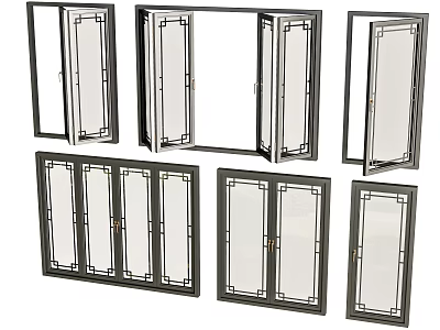Modern new Chinese style window combination new Chinese style window combination window glass window floor to ceiling window balcony window sliding window casement window doors and windows 3d model