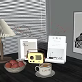 Elegant Tabletop Decorative Ornament Combination With Wooden Lamp Glass Vase Branches Radio And Fruit Bowl