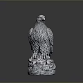 Eagle Statue With Detailed Feathered Design Perched On Rock Base Decoration