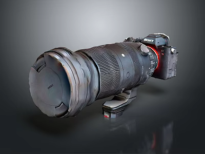 High Quality Professional Digital Camera Lens And Body With Tripod Mount Accessory 3d model