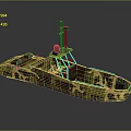 Camouflage Pattern Watercraft Featuring Mounted Antenna And Open Cockpit Design 3d model