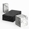 Functional Desk With Black Marble Tabletop And White Marble Cube Decorative Structures 3d model