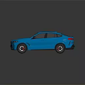 Blue BMW Coupé SUV With Sporty Design Black Wheels And Red Brake Calipers