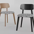 Modern Dining Chairs With Wooden And Black Frames Patterned Upholstered Seats 3d model