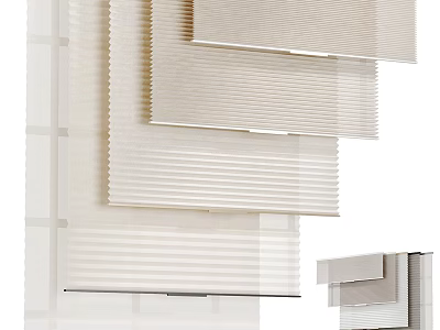Light Colored Textured Roman Blinds With Layered Designs For Home Window Decor 3d model