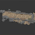 3D Model Of Ancient Stone Bridge With Gray Stones And Wooden Beams