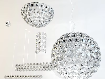 Elegant Crystal Chandeliers Spherical and Linear with Transparent Sparkling Design for Modern Interior Decoration 3d model