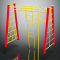 Outdoor Sports Equipment Yellow Red Climbing Frame With Ladder And Rings