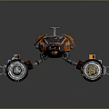 Orange Black Sci Fi Mechanical Structure Featuring Complex Components And Dual Long Sections 3d model