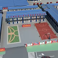 Large Industrial Factory Complex With Blue Roof Buildings Roads And Silos
