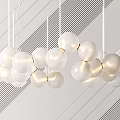 Modern Hanging Chandelier With Multiple White Spherical Bulbs For Interior Design 3d model