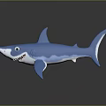 Blue Shark Toy Figure with Smooth Surface and Cartoon Design on Dark Background