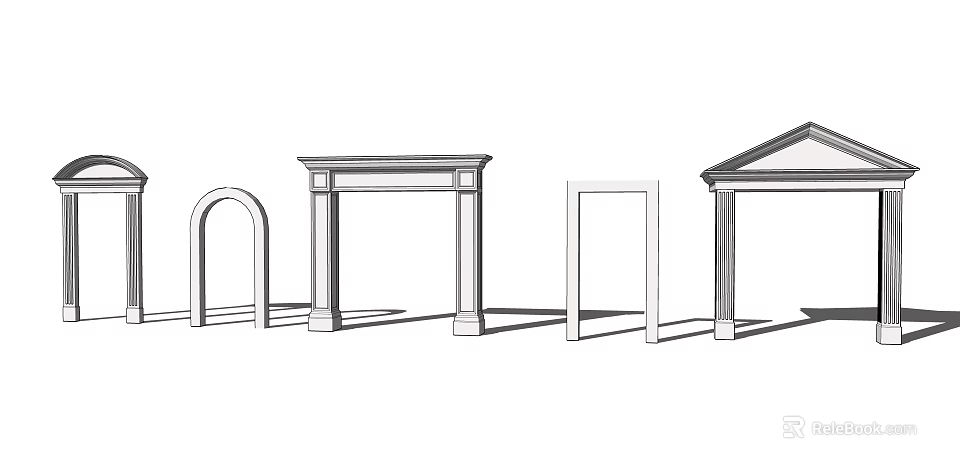 Classic and Modern Door Arch Designs with Decorative Frames and Various Shape Options 3d model