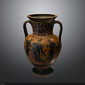 Ancient Greek Style Amphora With Sculpture Carving And Figure Patterns