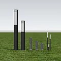 Outdoor Lights in Garden Lawn with Modern Design and Different Heights for Night Illumination