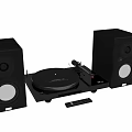 Modern HiFi Audio System With Black Speakers Vinyl Turntable And Amplifier 3d model