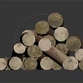 Natural Wooden Logs Stacked with Raw Organic Timber Texture and Grain