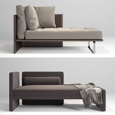Comfortable Modern Chaise Lounge With Woven Frame Metal Legs And Soft Cushions 3d model