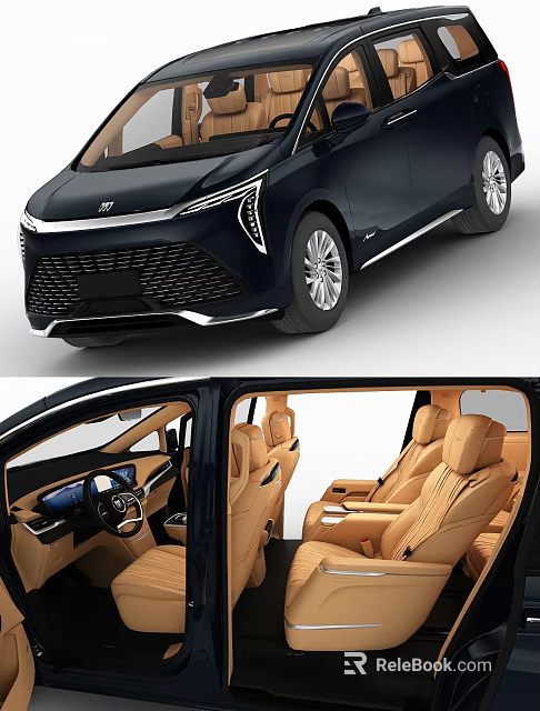 Sleek Black Car With Modern Exterior Design And Tan Leather Interior Seats 3d model 