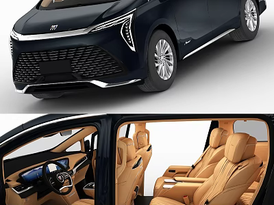 Sleek Black Car With Modern Exterior Design And Tan Leather Interior Seats 3d model