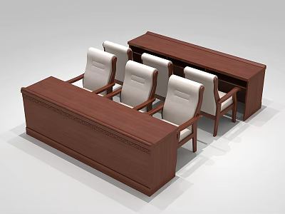 Modern Party and Government Organs and Units Solid Wood Conference Table and Chair Group 3d model