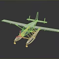 Detailed Modern White and Blue Seaplane with Floats Extended Wings on Reflective Surface