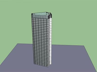 Modern High Rise Office Building With Glass Curtain Wall And Windows 3d model