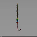 Festive Christmas Candy Cane Decoration With Star Branches And Colorful Balls