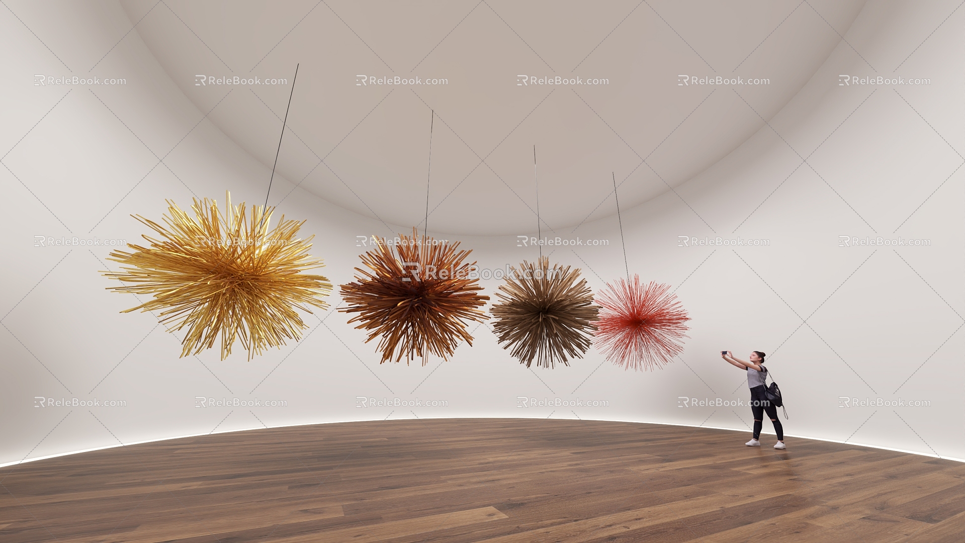 Art installation Meichen lifting art bamboo weaving bamboo weaving art space 3d model