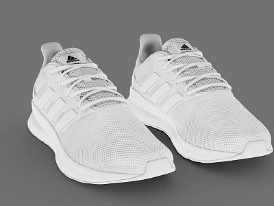 Adidas White Mesh Running Shoes With Three Stripe Design And Lace Up Closure 3d model