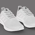 Adidas White Mesh Running Shoes With Three Stripe Design And Lace Up Closure