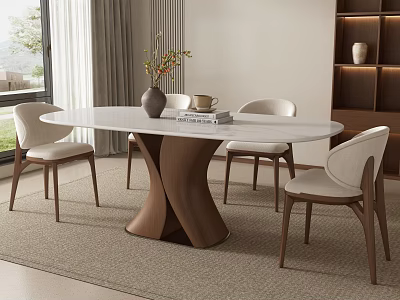 long dining table and chair 3d model