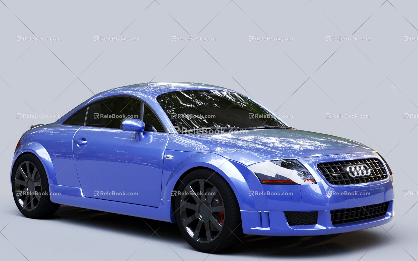 Blue car sports car Audi TT double door 3d model