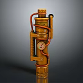 Golden Mechanical Device With Pressure Gauge Pipes And Metal Handle Detailed Design