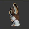 Cute Game Movie Character With Large Ears And Big Eyes White Brown Orange Color Design