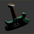 Green Electric Guitar With Wood Grain Body And Brown Neck Pickups Tuning Knobs