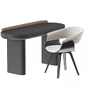 Modern Black Curved Desk With Light Strip And White Chair