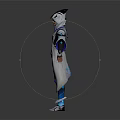 Futuristic Sci Fi Character in Tech Inspired Outfit With Hooded Coat and Glowing Blue Accents