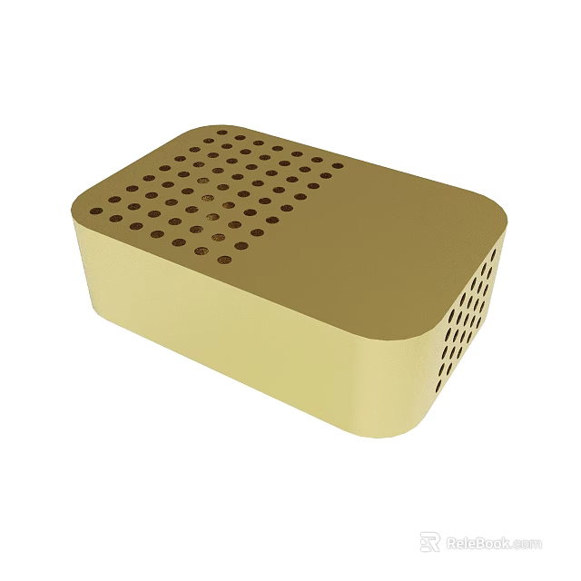 Golden Rectangular Storage Box With Perforated Holes For Home Use 3d model 