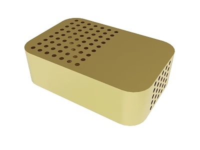 Golden Rectangular Storage Box With Perforated Holes For Home Use 3d model