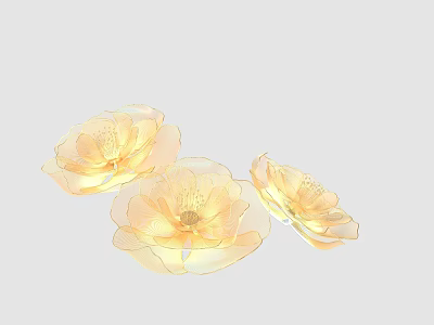 Elegant Flower Stand With Transparent Yellow Flowers And Minimalist Design 3d model