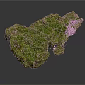 Lush Green Natural Moss Covered Rock Formation With Small Stones And Textured Surface