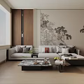 Modern three-seat sofa 3d model