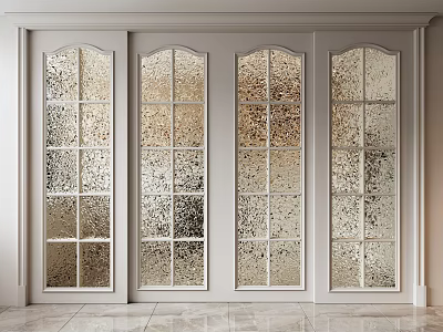 Elegant White Sliding Doors With Patterned Glass Panels For Home Interior Design 3d model