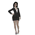 Woman In Black Suit White Shirt With Glasses And Confident Posture On Black Background