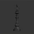 Elegant Vintage Decorative Furniture with Intricate Carved Pedestal and Floral Top